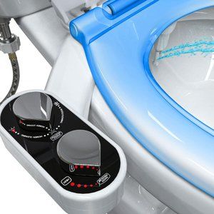 CLEAR REAR BIDET ATTACHMENT FOR TOILET 2 RETRACTABLE NOZZLE FOR FRONT & BACK